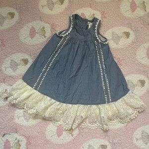 Charming Blue and White Kids Dress